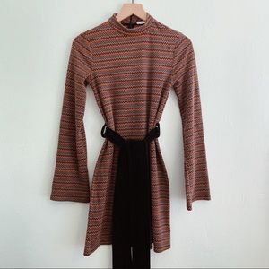 Zara High Neck Tunic Dress Zig Zag Chevron